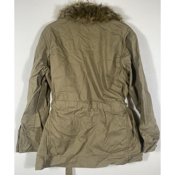 Anthropologie Faux Fur Trimmed Field Jacket Medium Military Boho Belted Womens - Picture 8 of 10
